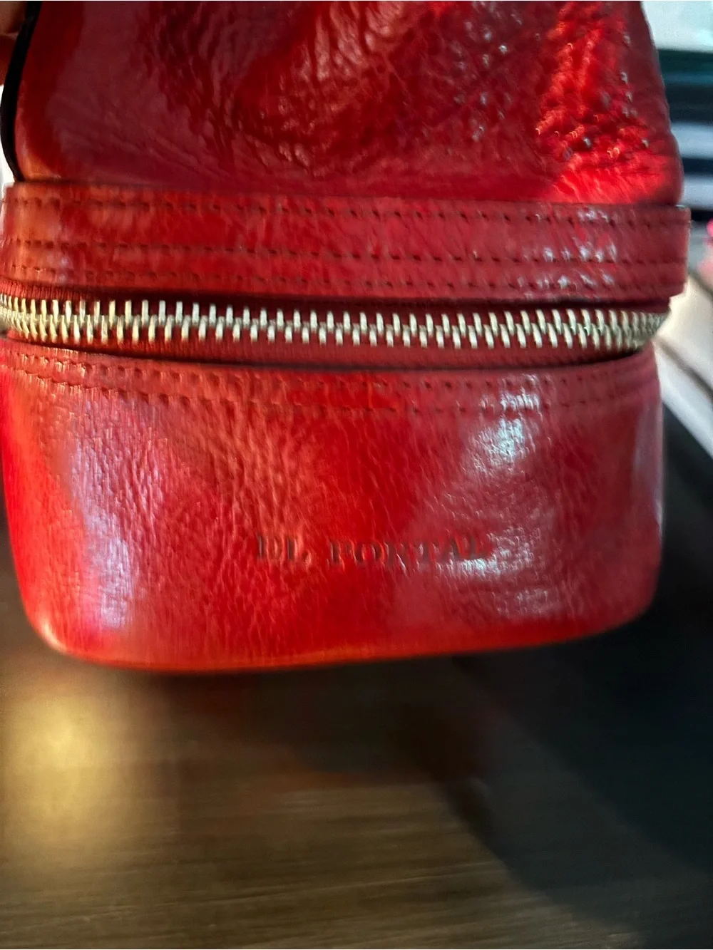 Vintage EL Portal Structured Red Leather Satchel Handbag